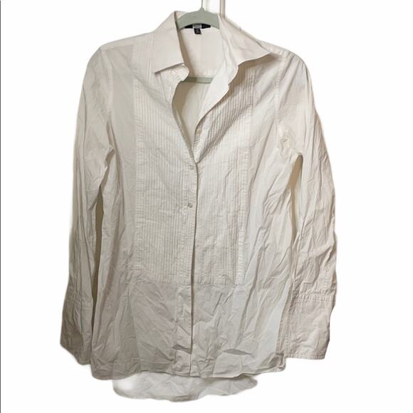 Saks Fifth Avenue white cotton button down size 2 - Picture 1 of 7